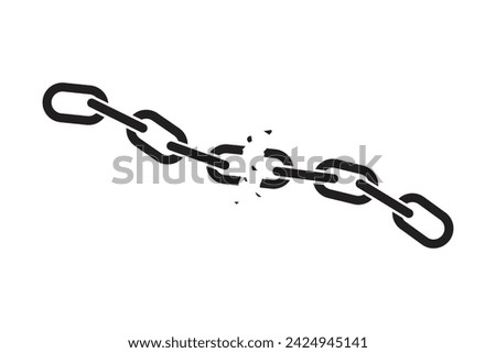 Illustration of a black broken chain on a white background. Royalty-Free Stock Photo #2424945141