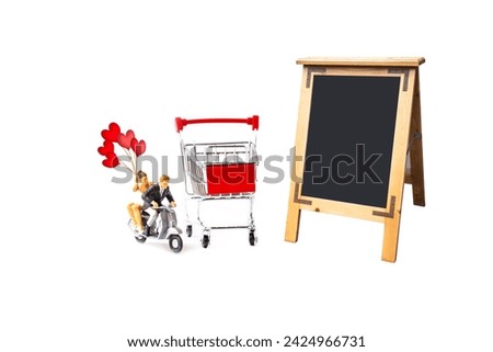 wooden board on tripod or blank wooden frame mock-up platform empty for your text design.
