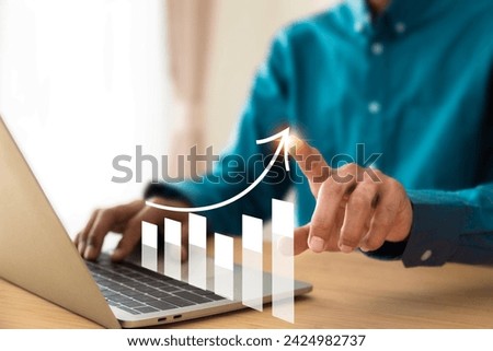 Business development to success and growing growth concept, graph with sign and arrow up and business dividend growth concept, business finance invest