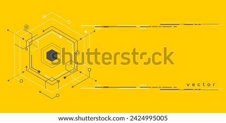 Technological background. Mechanical Engineering background . Linear geometric drawing. Vector illustration.