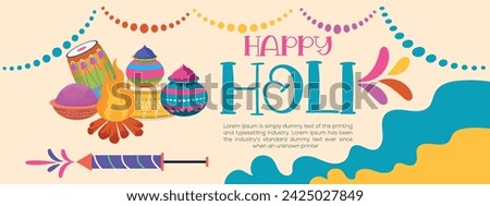 Happy Holi colorful banner template indian hinduism festival Banner celebration, social media poster design and horizontal banner template for Holi festival celebration