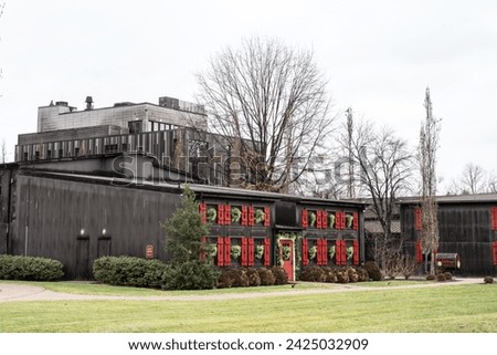 Loretto, Kentucky - January 26, 2024: View of the Star Hill Farm, Makers Mark Bourbon Whiskey distillery and campus along the bourbon trail in rural Kentucky. Royalty-Free Stock Photo #2425032909