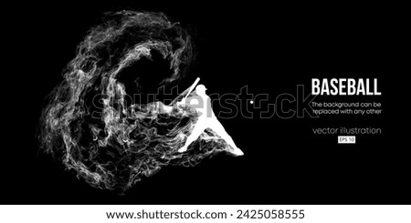 Abstract silhouette of a baseball player on black background. Baseball player batter hits the ball. Vector illustration