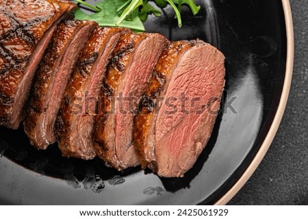 duck breast meat fried poultry tasty fresh eating cooking appetizer meal food snack on the table copy space food background rustic top view