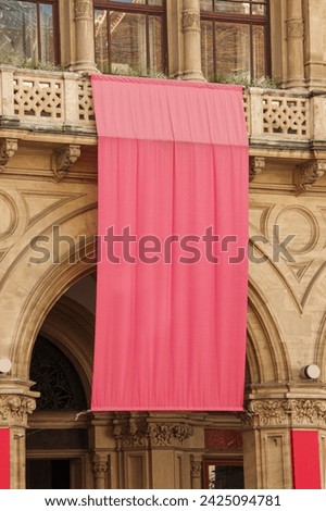 advertising sign on the background of a historical building. mockup in the scenery of old Europe