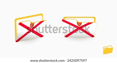 Jersey flag on two type of folder icon. Vector illustration.