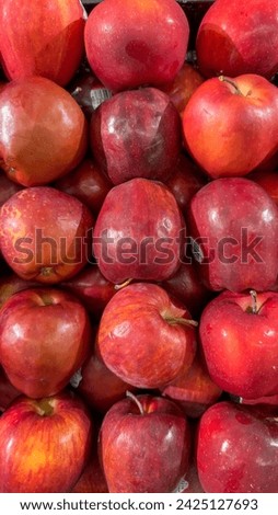 Red delicious apples from top view. Fresh red delicious apples as background. 