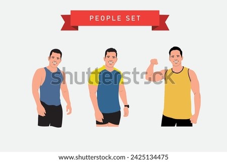 Fitness man in sportswear. Vector illustration in flat style