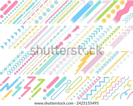 Colorful lines and arrows rising to the right ornament set