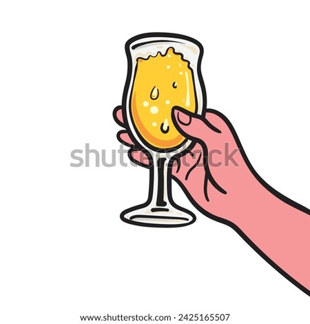  hand holding a beer glass. Drink vector illustration
