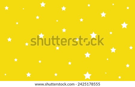 vector white stars pattern wrapping paper on yellow background