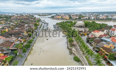 Hoi An, Vietnam : Aerial view of Hoi An ancient town, UNESCO world heritage, at Quang Nam province. Vietnam. Hoi An is one of the most popular destinations in Vietnam