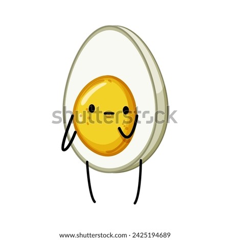 funny egg character cartoon. fun hedoodle, fried smile, kid arm funny egg character sign. isolated symbol vector illustration