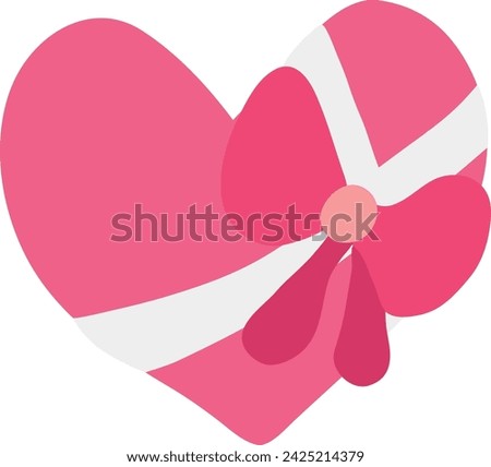 This is a vector file of a cute illustration of a chubby pink heart tied with a string with a ribbon.