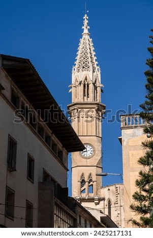 Nuestra Senora dels Dolors Church, bell tower, mneo-Gothic, 19th century, Manacor, Mallorca, Balearic Islands, Spain Royalty-Free Stock Photo #2425217131