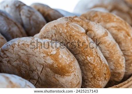 Traditional country bread, Manacor weekly market, Mallorca, Balearic Islands, Spain Royalty-Free Stock Photo #2425217143