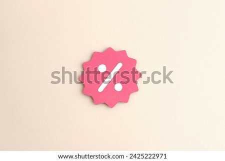 Special Sale symbol in pink with percentage discount symbol - promotional design template with copy space
