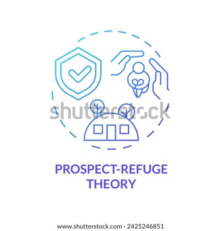 2D gradient prospect refuge theory icon, creative isolated vector, thin line illustration representing environmental psychology. Royalty-Free Stock Photo #2425246851