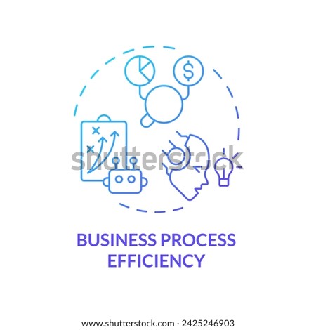 2D gradient business process efficiency icon, creative isolated vector, thin line blue illustration representing cognitive computing.