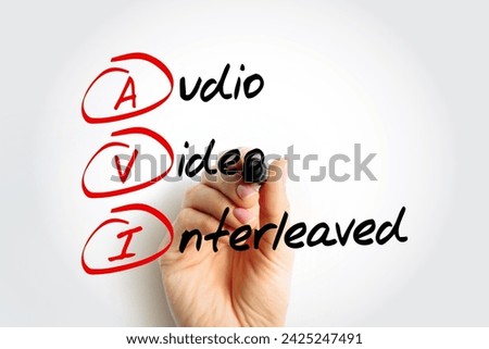 AVI - Audio Video Interleaved acronym, technology concept background