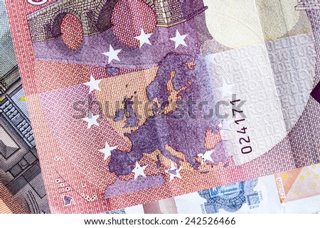Detail off euro banknotes.Close-up photo.