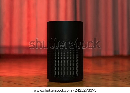 Air purifier health technology in cozy modern living room and cleaning removing dust PM2.5, Air purifier for fresh air and healthy life, Health care Air Pollution Concept. clean dust and fresh home Royalty-Free Stock Photo #2425278393