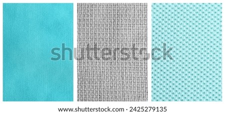Textures of different colorful fabrics, top view. Banner design