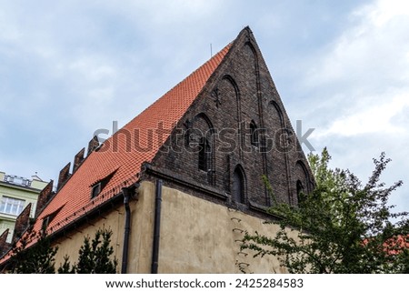 Old New Synagogue, Prague, Czechia. Staronová synagoga. Oldest active synagogue in Europe.  Royalty-Free Stock Photo #2425284583