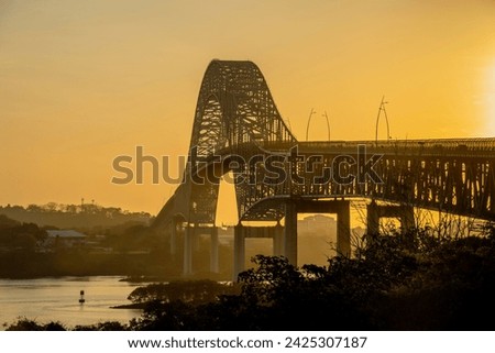 Bridge of the Americas spans the Pacific entrance to the Panama Canal, Panama, Central America - stock photo