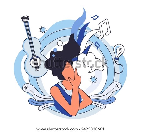 Artistic imagination vector illustration. The artists thought, brushstroke brilliance, paints canvas reality with hues artistic creativity Artistic imagination unfurls its wings, carrying artist