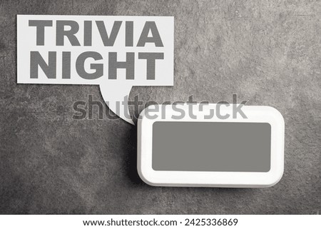 Digital clock and bubble speech with trivia night text. Trivia concept
