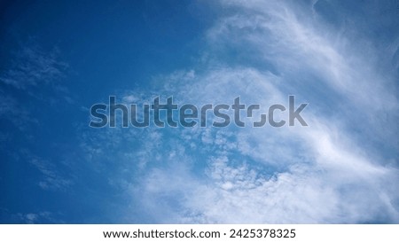 The sky is very clear with very beautiful thin clouds, summer blue sky clouds, Cloudy bright beauty in the sun bright and calm winter air background.