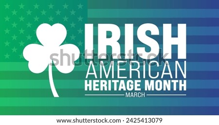march is Irish American Heritage Month background with USA flag and clover leaf plant design template. use to background, banner, placard, card, and poster design template. vector