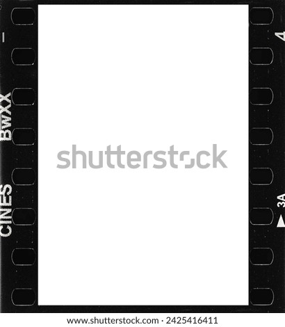 empty 35mm negative Black And White Film Frame Or Border Png, vintage retro effect, high resolution Scan. Royalty-Free Stock Photo #2425416411