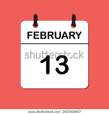 February 13. Daily Calendar icon for design. Simple design for business brochure, flyer, print media, advertisement. Easily editable.