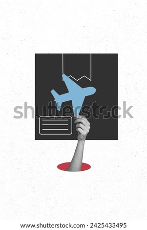 Composite collage photo paper airplane flying between countries passport document for traveling isolated on white color background