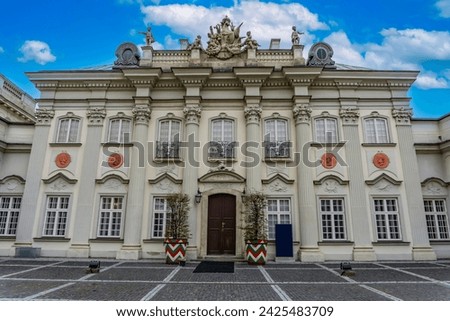 Former residence of royal polish family in Warsaw, Poland in October 2023