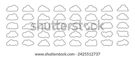   Collection of cloud icons, shapes, stickers. Set of Clouds, symbol for your website design, logo. Vector graphic element.  