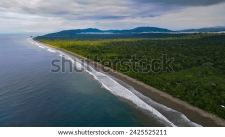 Aerial photo on the Colombian Pacific Coast, in the Department of Chocó