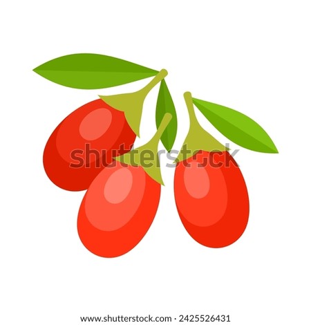 Goji berries flat style vector illustration. Fresh berries on white background. Royalty-Free Stock Photo #2425526431