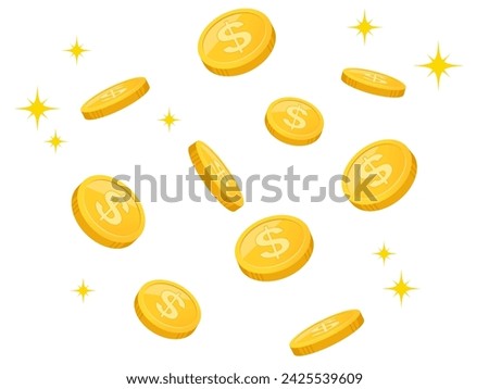 Image of falling dollar coins Royalty-Free Stock Photo #2425539609