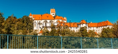 Historic buildings on a sunny summer day at Fuessen, Lech, Ostallgaeu, Bavaria, Germany Royalty-Free Stock Photo #2425540281