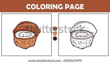 Coconut coloring page for kids vector illustration