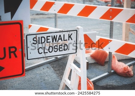 Sidewalk closed sign for construction