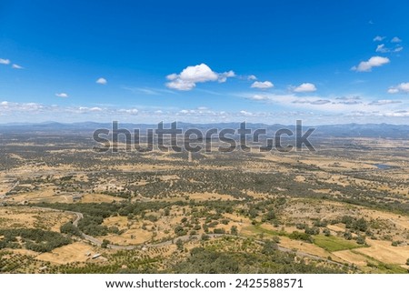 Impressive landscape of northern Extremadura, Spain, Cabezabellosa viewpoint. Horizontal photo and selective focus.