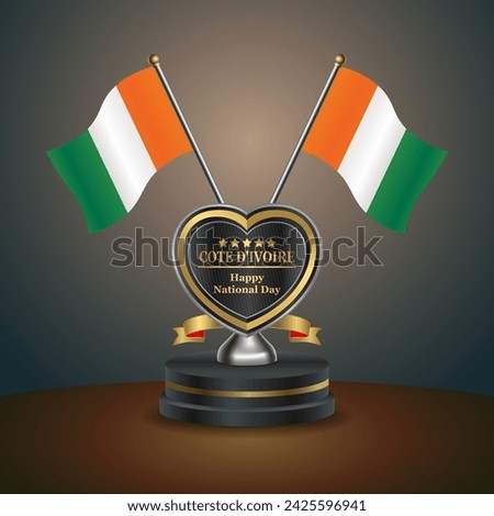 Cote D'Ivoire flag in a stand on table. Vector Illustration
