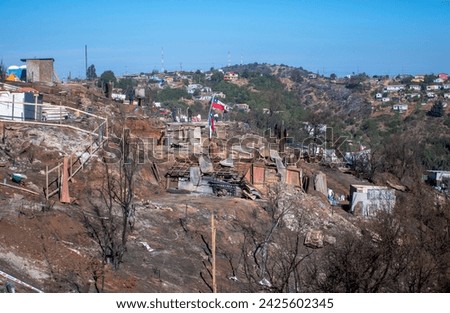 Viña del Mar, Valparaiso, Chile; Feb. 3 2024: Here there were many homes that burned down in the second most devastating fire of the 21st century. The one that was created was intentional Royalty-Free Stock Photo #2425602345