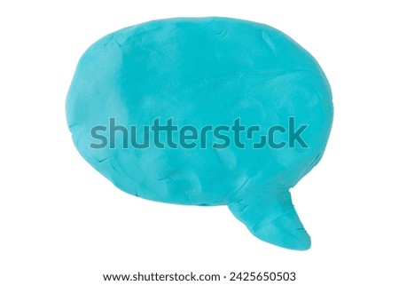 Light blue speech bubble plasticine isolated on white background.