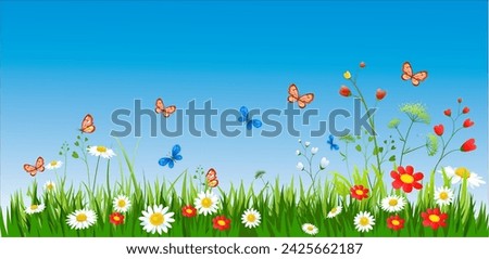 BUTTERFLY PLANTS AND FLOWERS VECTOR 