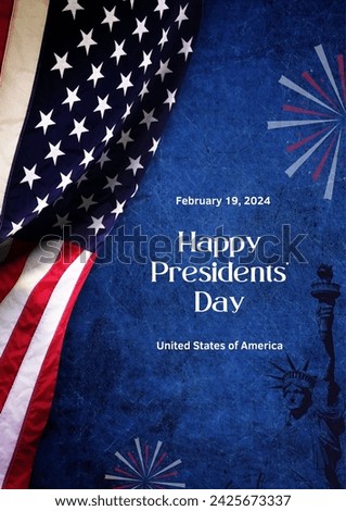 Happy Presidents Day with american flag for poster